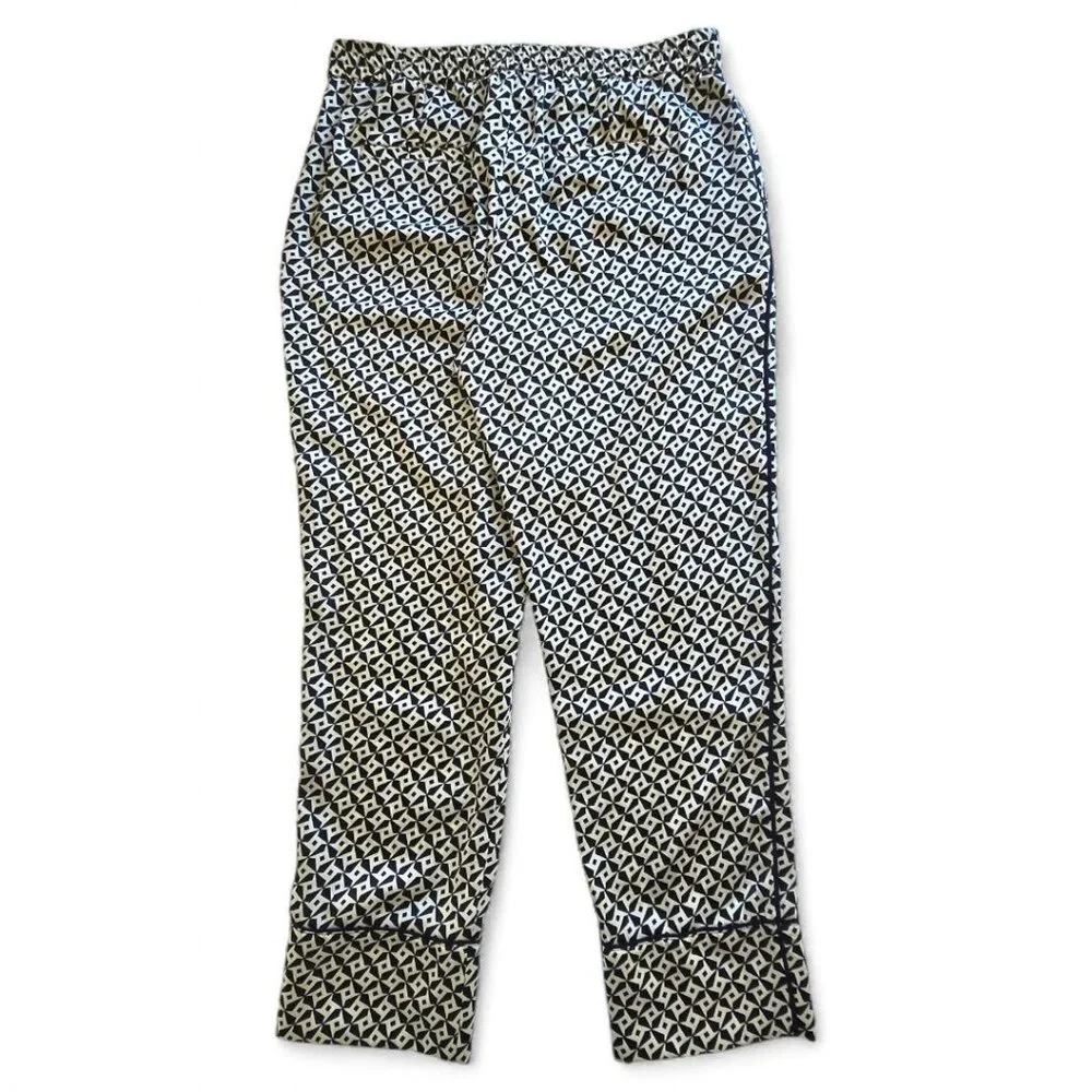 Lauren Ralph Lauren Womens Geometric Elastic Drawstring Pants Navy White Size 10 - Picture 2 of 8